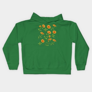 Calendula Flower Pattern Kids Hoodie